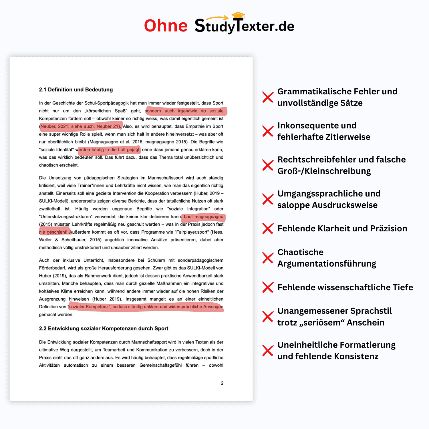 komplett ohne studytexter beispiel