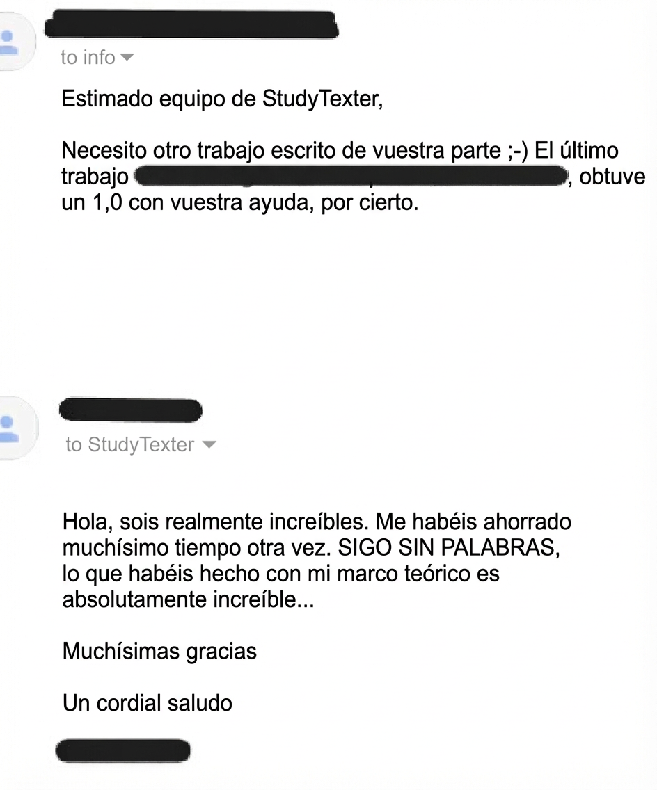 Rese&ntilde;a de estudiante sobre StudyTexter