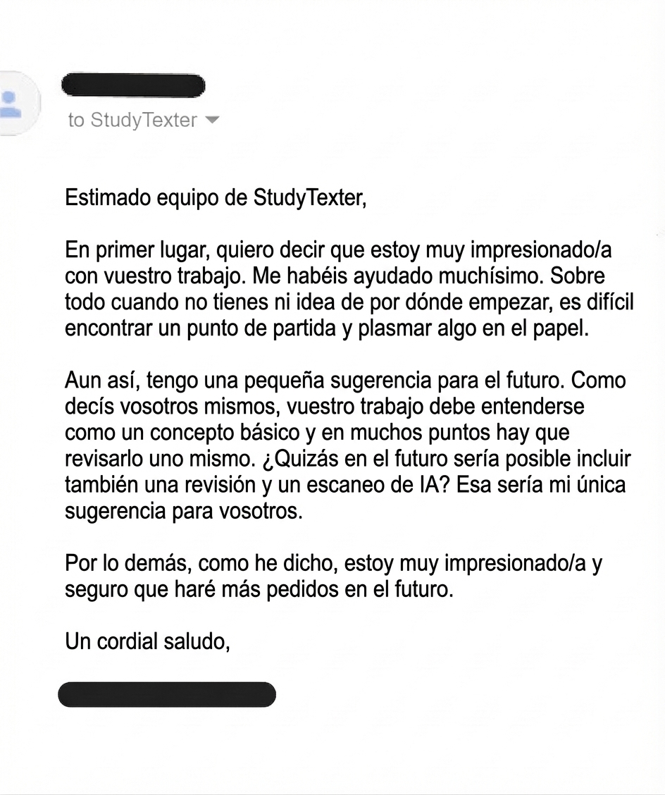 Rese&ntilde;a positiva de StudyTexter