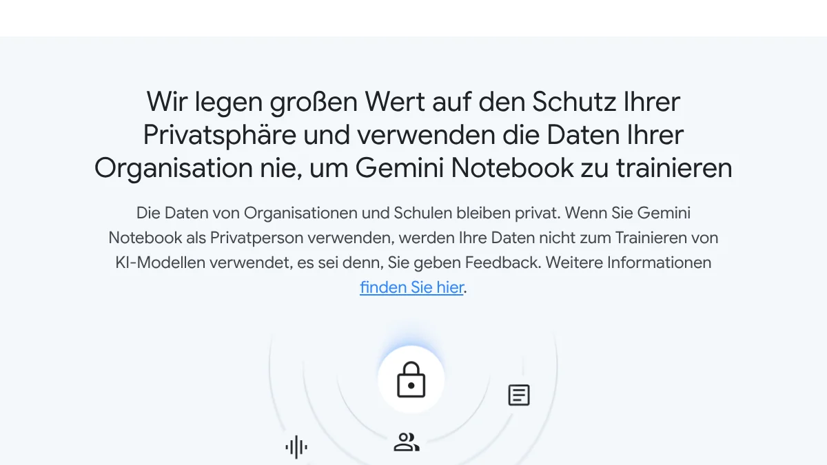 Screenshot des Datenschutz-Hinweises auf notebook.google, 11.10.2026