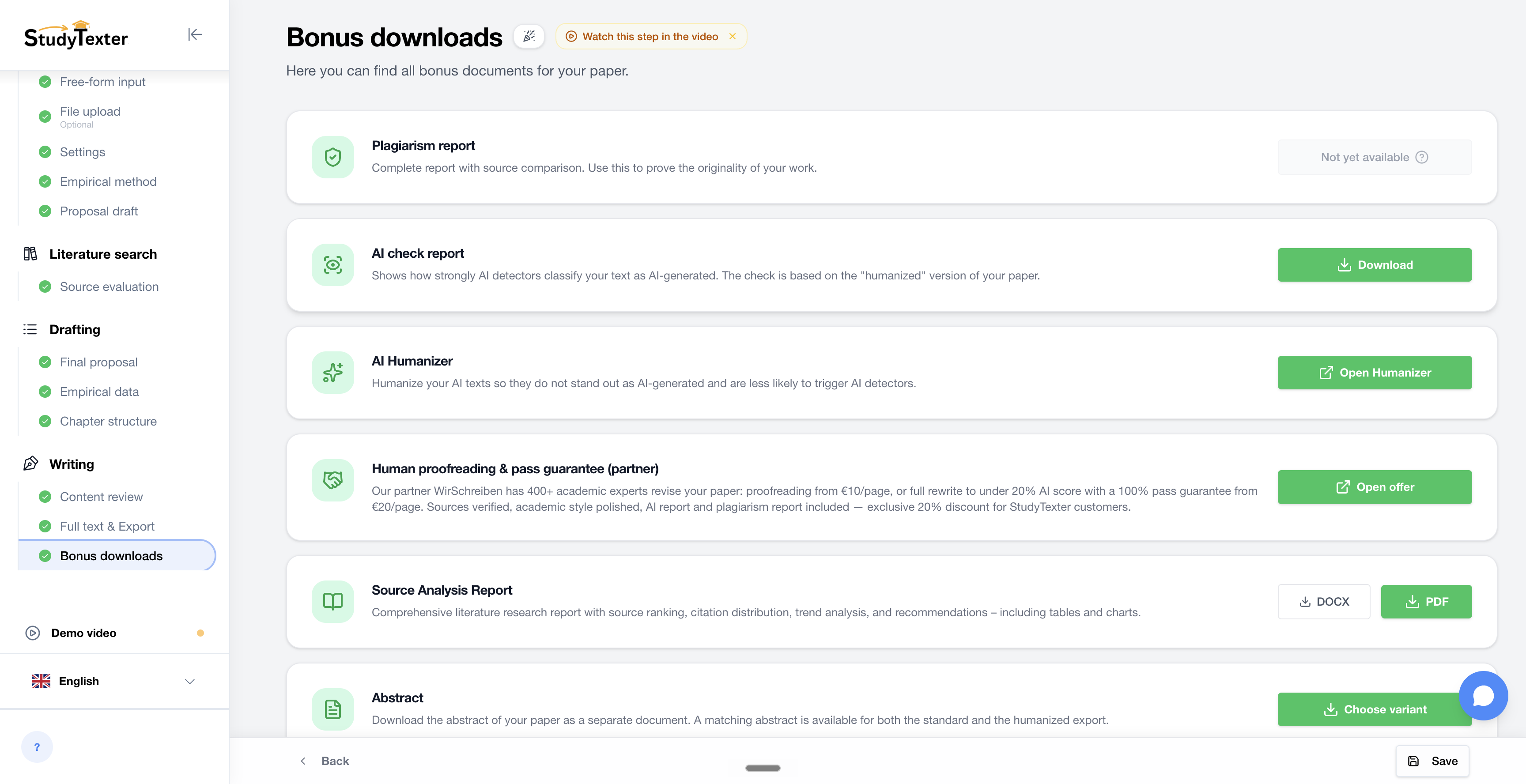 Bonus exports for research proposal generator — DOCX, PDF, LaTeX